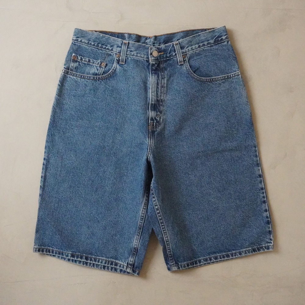 Vintage Levis 569 Loose Fit Denim Shorts 33 Mens Blue Baggy Jean Shorts 90s Y2K